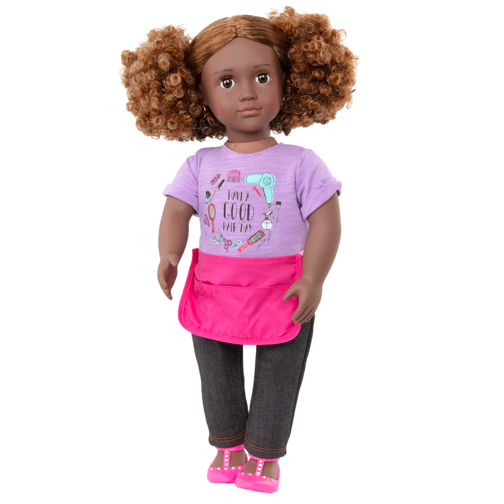 Ashanti - Hairdresser Doll - 46cm Doll with Brown Hair & Brown Eyes - Hair-Styling Accessories - Gifts for Children - Our Generation UKi