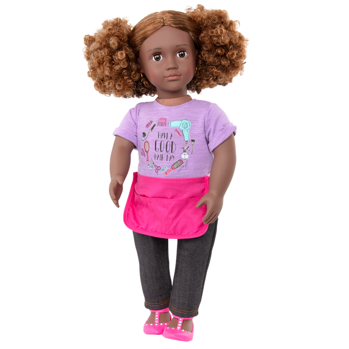 Ashanti - Hairdresser Doll - 46cm Doll with Brown Hair & Brown Eyes - Hair-Styling Accessories - Gifts for Children - Our Generation UKi
