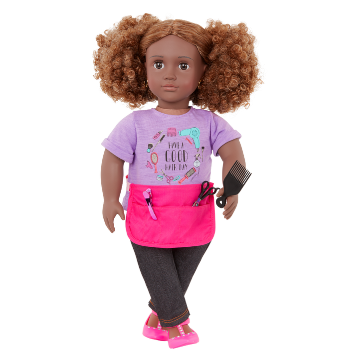 Ashanti - Hairdresser Doll - 46cm Doll with Brown Hair & Brown Eyes - Hair-Styling Accessories - Gifts for Children - Our Generation UK