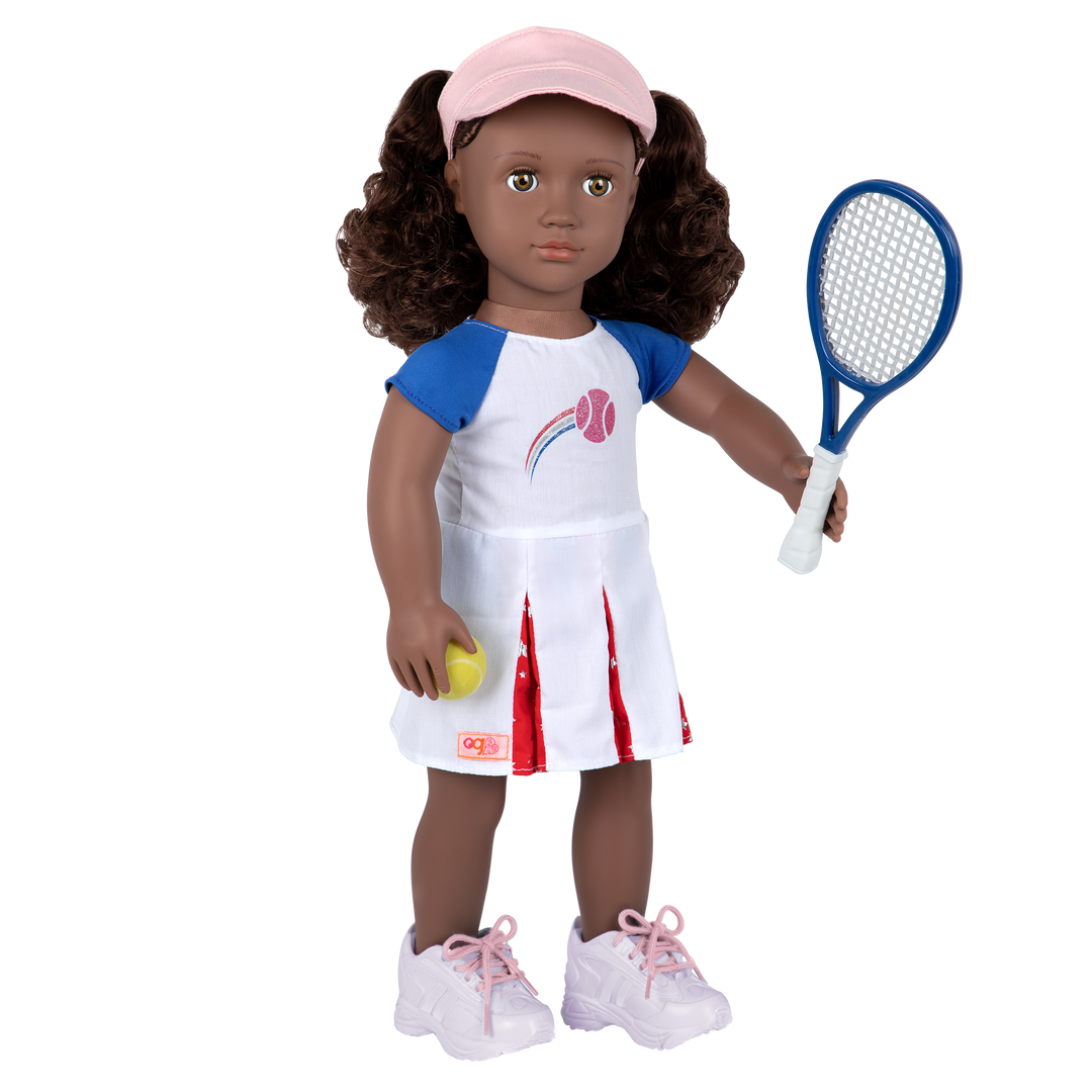 Imene - 46cm Sports Doll - Tennis Themed Doll with Brown Hair & Eyes - Gifts for Kids - Our Generation UK