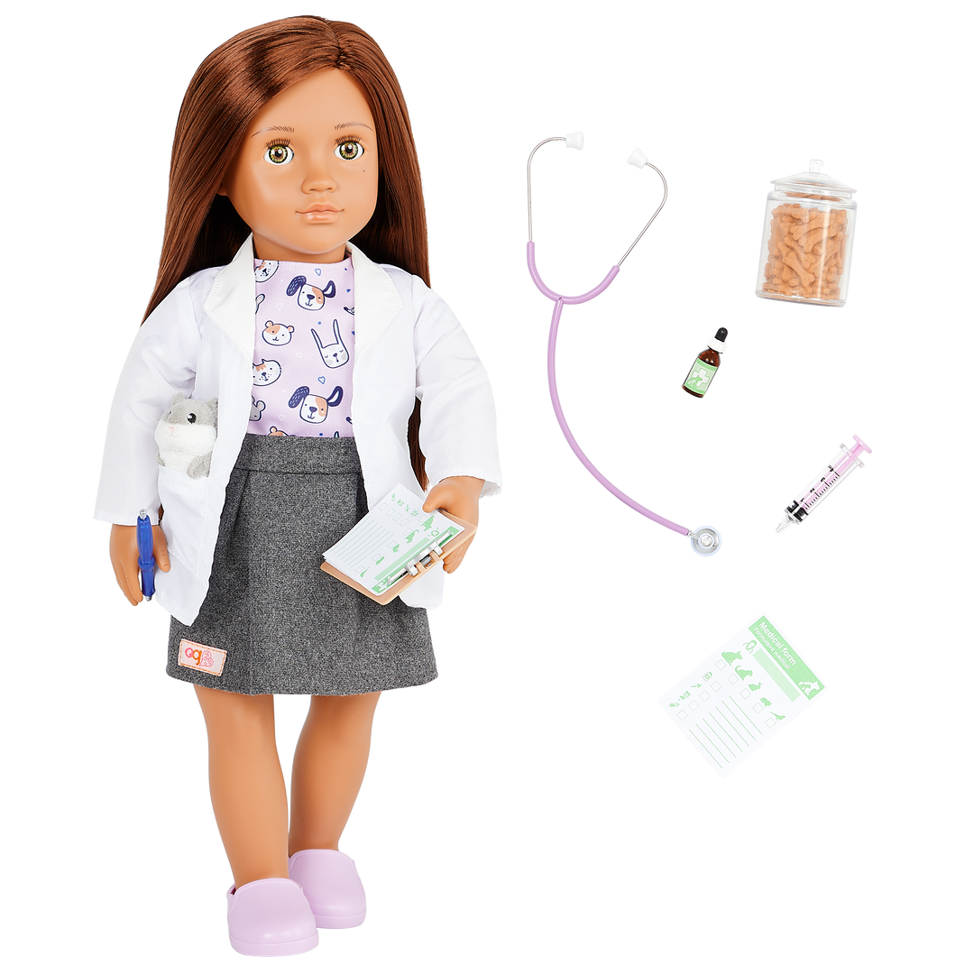 Daya - 46cm Vet Doll - Doll with Brown Hair & Hazel Eyes - Vet Accessories - Toys & Gifts for Children - Our Generation UK