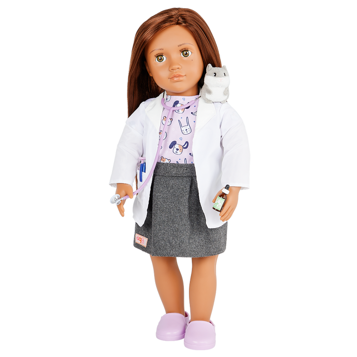 Daya - 46cm Vet Doll - Doll with Brown Hair & Hazel Eyes - Vet Accessories - Toys & Gifts for Children - Our Generation UK