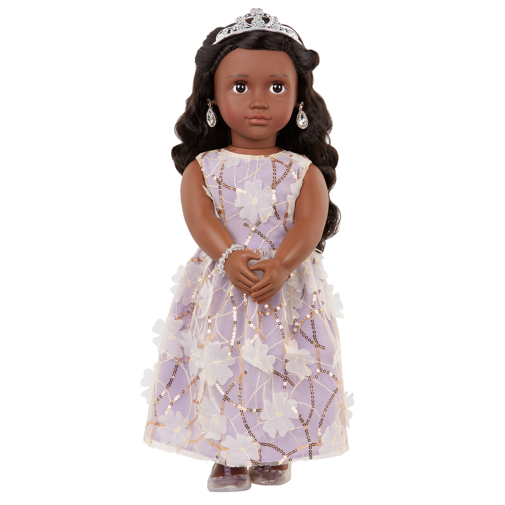 Ambreal - 46cm Christmas Party Doll - OG Doll with Brown Eyes & Hair - Doll with Earrings, Tiara and Party Dress - Gifts for Kids Ages 3 Years + - Our Generation