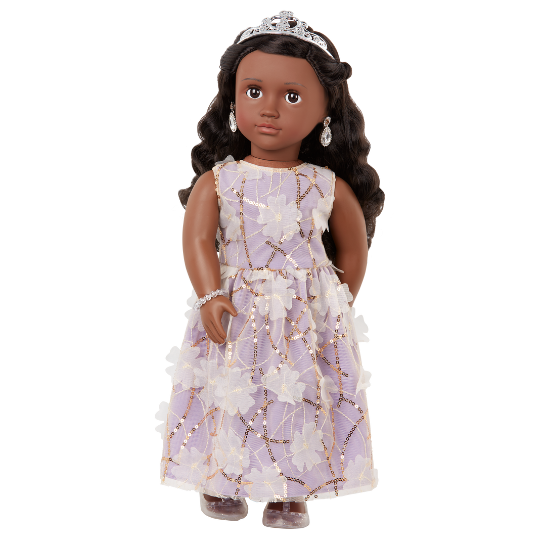 Ambreal - 46cm Christmas Party Doll - OG Doll with Brown Eyes & Hair - Doll with Earrings, Tiara and Party Dress - Gifts for Kids Ages 3 Years + - Our Generation