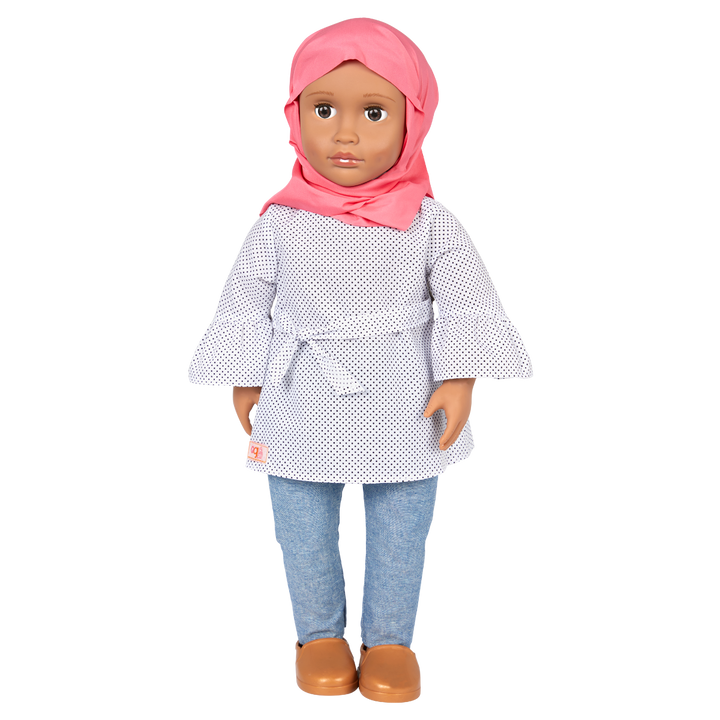 Mirna - 46cm Fashion Doll - Doll with Brown Eyes - Doll with Pink Hijab - Toys & Gifts - Our Generation