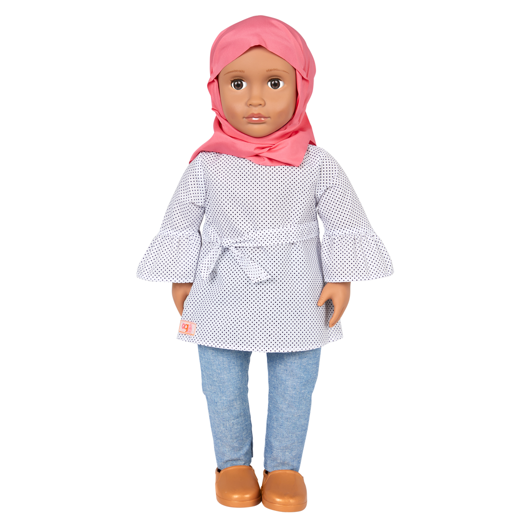 Mirna - 46cm Fashion Doll - Doll with Brown Eyes - Doll with Pink Hijab - Toys & Gifts - Our Generation