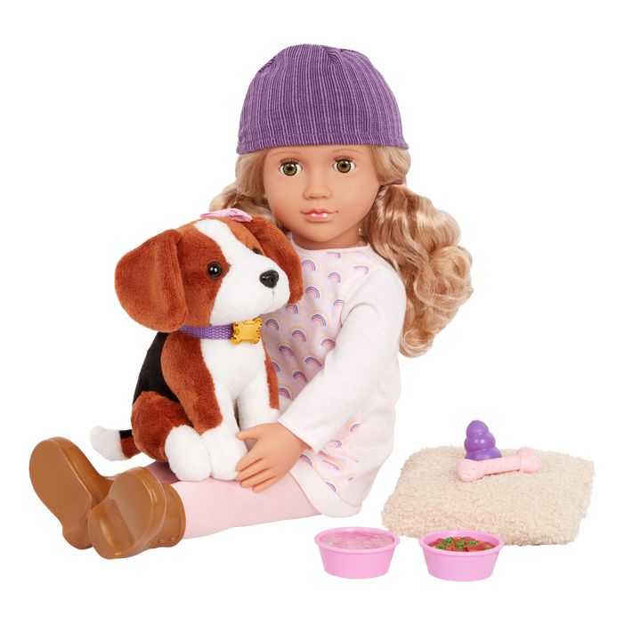 Ember & Elsie - 46cm Doll & Pet - OG Doll with Blonde Hair & Hazel Eyes - Pet Dog with Brown & White Fur - Puppy Accessories - Toys & Gifts for Kids - Our Generation UK