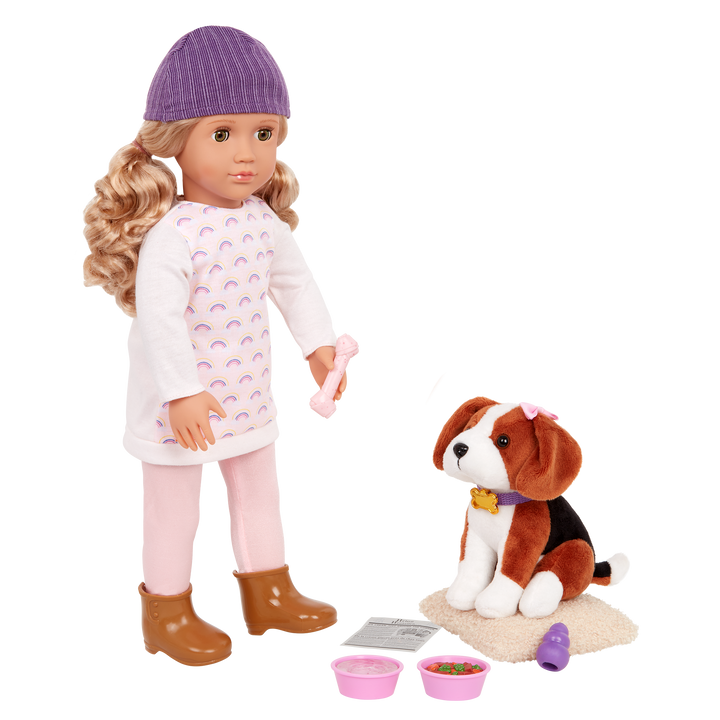 Ember & Elsie - 46cm Doll & Pet - OG Doll with Blonde Hair & Hazel Eyes - Pet Dog with Brown & White Fur - Puppy Accessories - Toys & Gifts for Kids - Our Generation UK