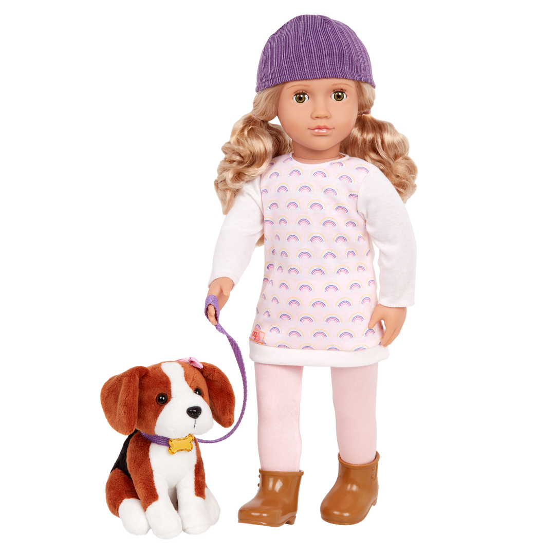 Ember & Elsie - 46cm Doll & Pet - OG Doll with Blonde Hair & Hazel Eyes - Pet Dog with Brown & White Fur - Puppy Accessories - Toys & Gifts for Kids - Our Generation UK