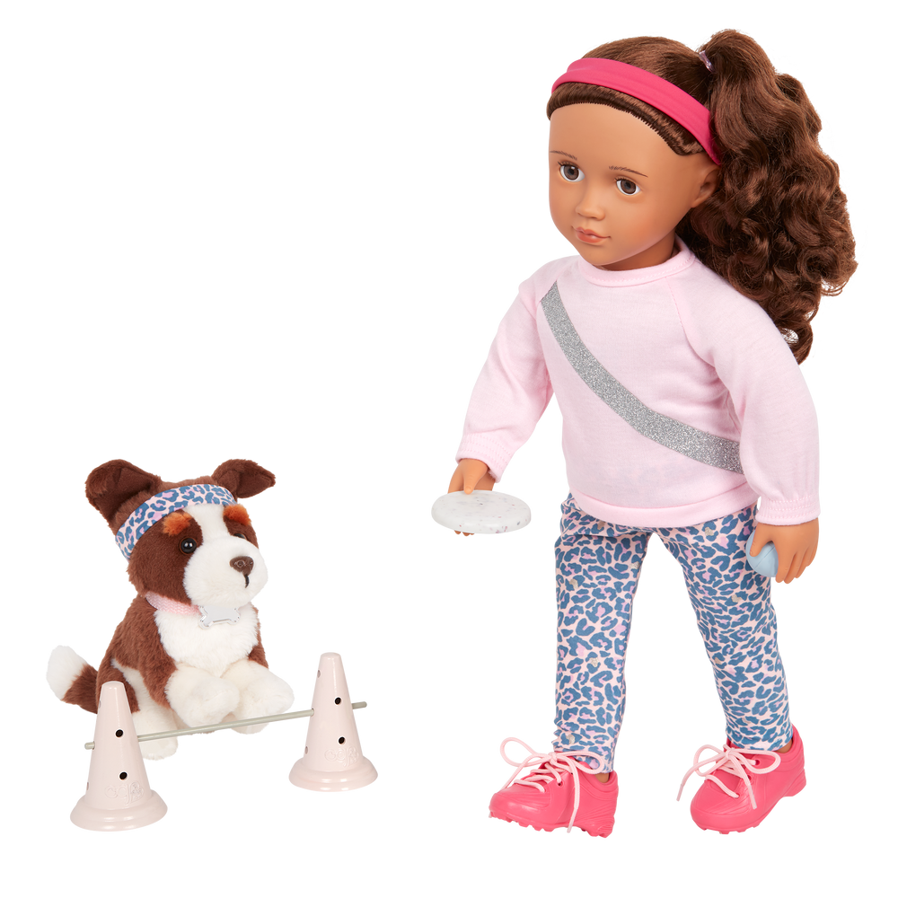 Our Generation 18-inch Dog Trainer Doll Natalia & Pet Plush Nillie