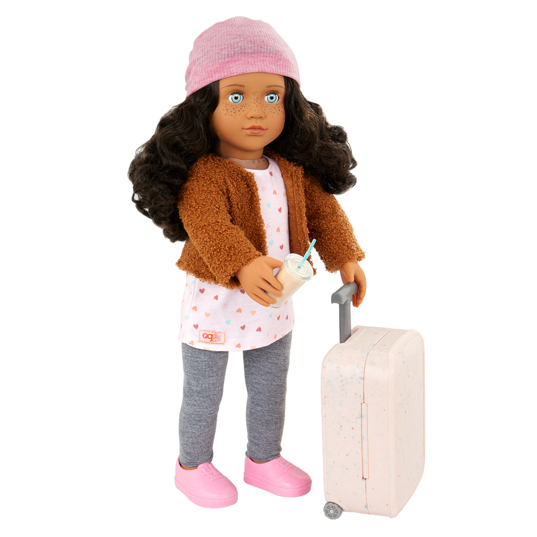 Lisandra - 46cm Travel Doll - Doll with Blue Eyes & Brown Hair Doll with Luggage & Travel Accessories - Toys & Gifts - Our Generation