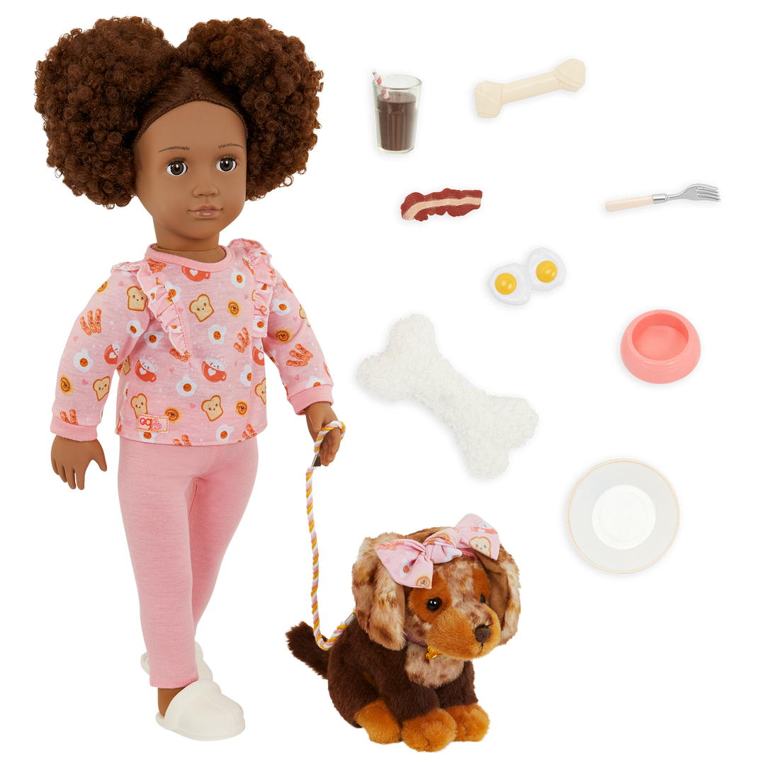 Camryn & Coco - 46cm Doll & Pet Puppy - OG Doll with Curly Brown Hair & Eyes - Puppy with Brown Fur - Toys & Gift for Kids - 3 to 12 Years - Our Generation UK