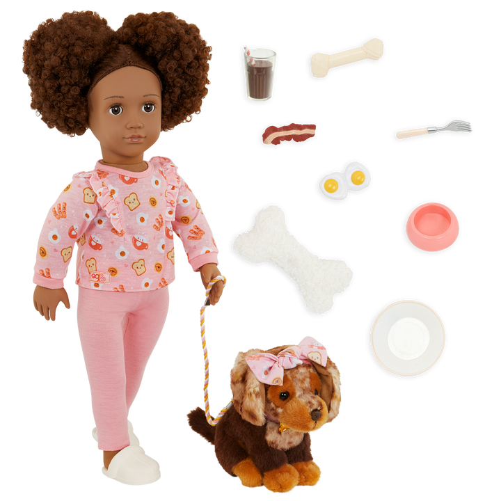Camryn & Coco - 46cm Doll & Pet Puppy - OG Doll with Curly Brown Hair & Eyes - Puppy with Brown Fur - Toys & Gift for Kids - 3 to 12 Years - Our Generation UK