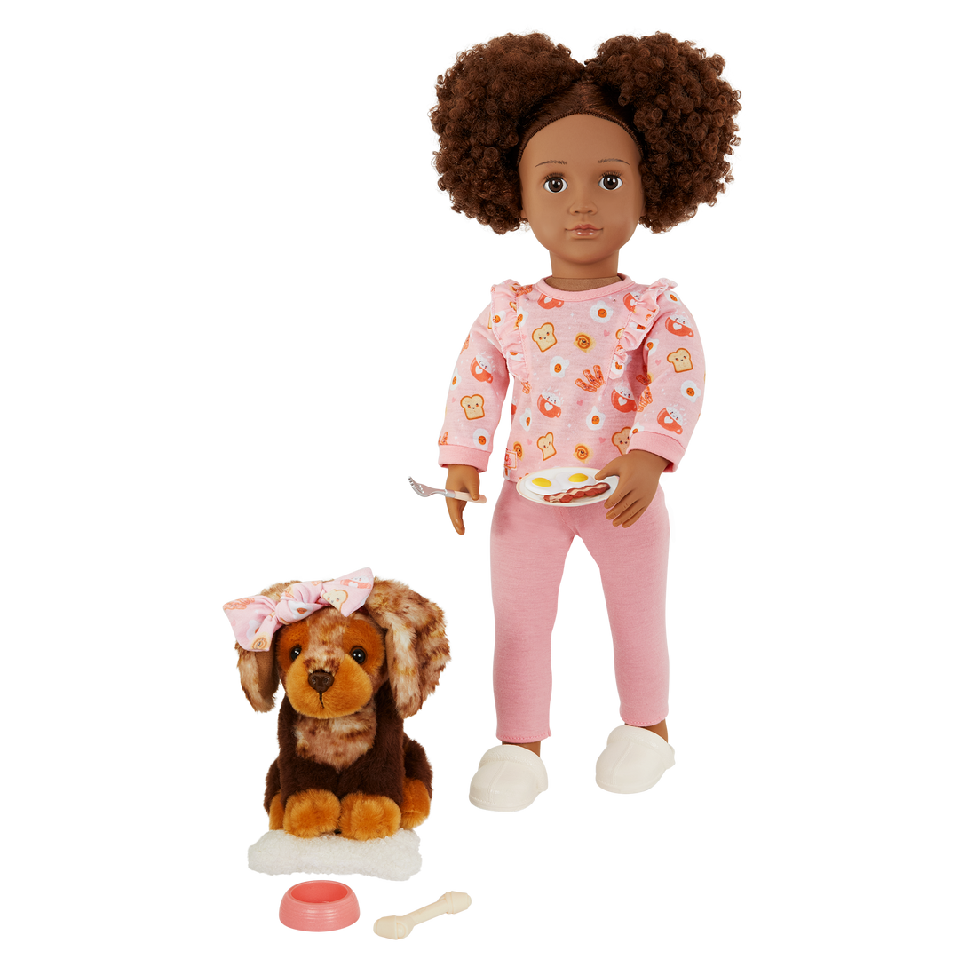 Camryn & Coco - 46cm Doll & Pet Puppy - OG Doll with Curly Brown Hair & Eyes - Puppy with Brown Fur - Toys & Gift for Kids - 3 to 12 Years - Our Generation UK