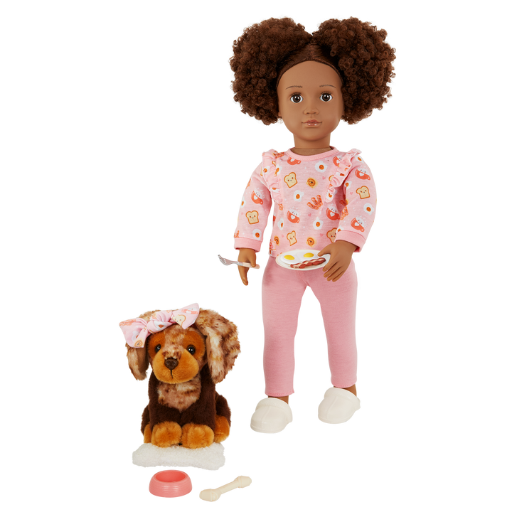 Camryn & Coco - 46cm Doll & Pet Puppy - OG Doll with Curly Brown Hair & Eyes - Puppy with Brown Fur - Toys & Gift for Kids - 3 to 12 Years - Our Generation UK