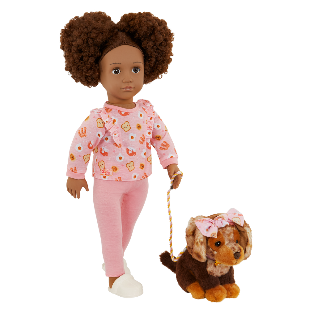 Camryn & Coco - 46cm Doll & Pet Puppy - OG Doll with Curly Brown Hair & Eyes - Puppy with Brown Fur - Toys & Gift for Kids - 3 to 12 Years - Our Generation UK