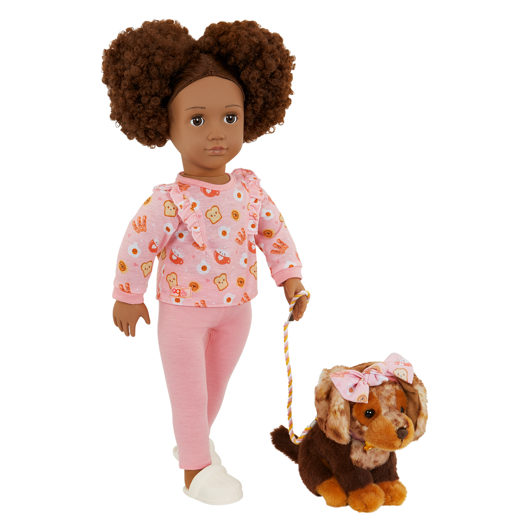 Camryn & Coco - 46cm Doll & Pet Puppy - OG Doll with Curly Brown Hair & Eyes - Puppy with Brown Fur - Toys & Gift for Kids - 3 to 12 Years - Our Generation UK