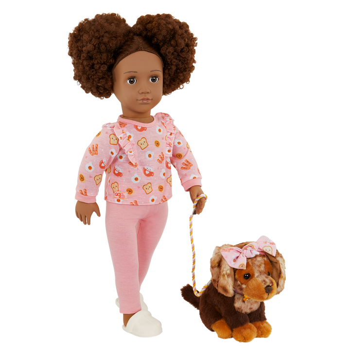 Camryn & Coco - 46cm Doll & Pet Puppy - OG Doll with Curly Brown Hair & Eyes - Puppy with Brown Fur - Toys & Gift for Kids - 3 to 12 Years - Our Generation UK
