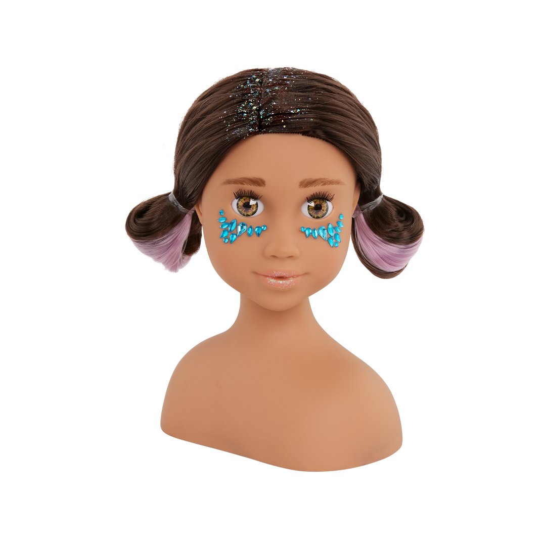 Domenique - Hair-Styling Head - Styling Head Doll with Brown Hair & Hazel Eyes - Gift Ideas for Kids - Our Generation UK