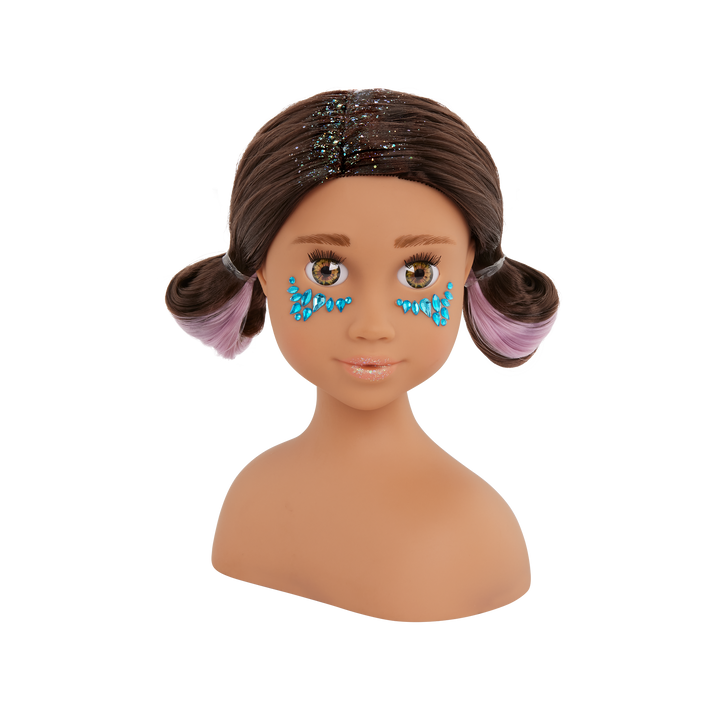 Domenique - Hair-Styling Head - Styling Head Doll with Brown Hair & Hazel Eyes - Gift Ideas for Kids - Our Generation UK