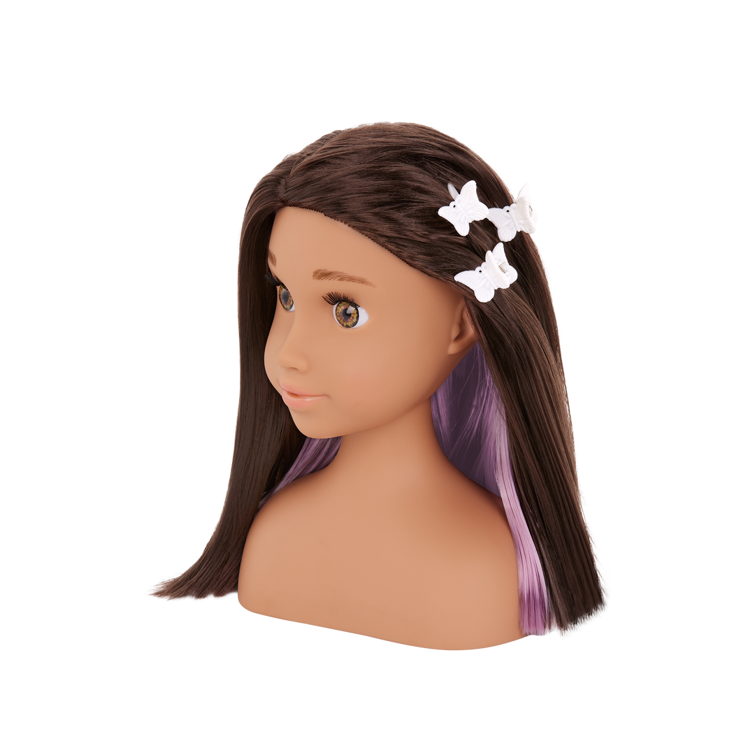 Domenique - Hair-Styling Head - Styling Head Doll with Brown Hair & Hazel Eyes - Gift Ideas for Kids - Our Generation UK