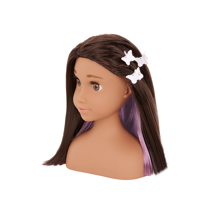 Domenique - Hair-Styling Head - Styling Head Doll with Brown Hair & Hazel Eyes - Gift Ideas for Kids - Our Generation UK