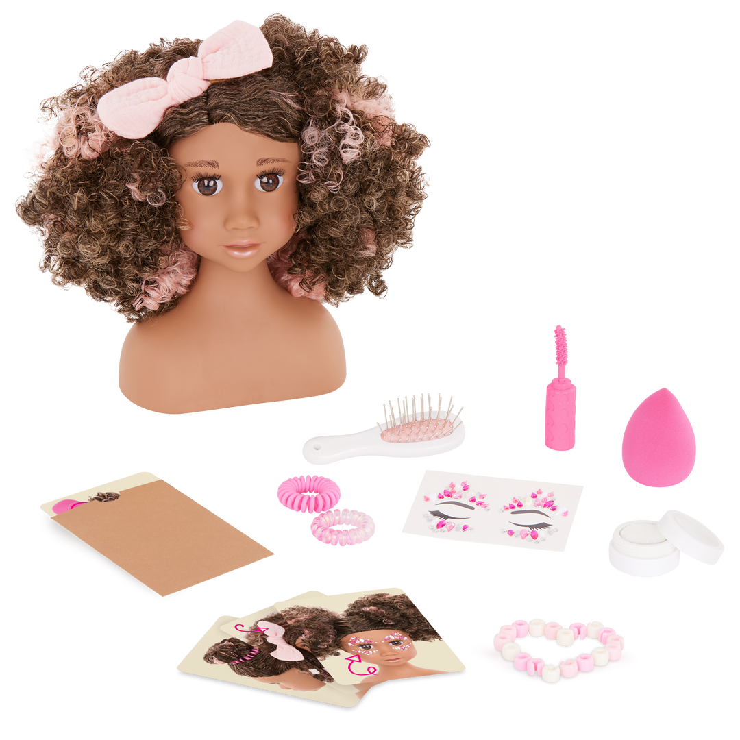 Davina - Hair-Styling Head Doll - Brown Hair & Brown Eyes - Hair-Styling Accessories - Toys & Gifts for Kids Ages 3 Years + - Our Generation