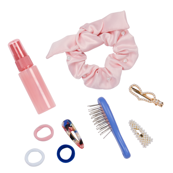 Twirls & Pearls - Hair Accessory Set for 46cm Dolls - Doll Hairbrush, Bobbles & Clips - Fashion Accessories for Dolls - Our Generation UK