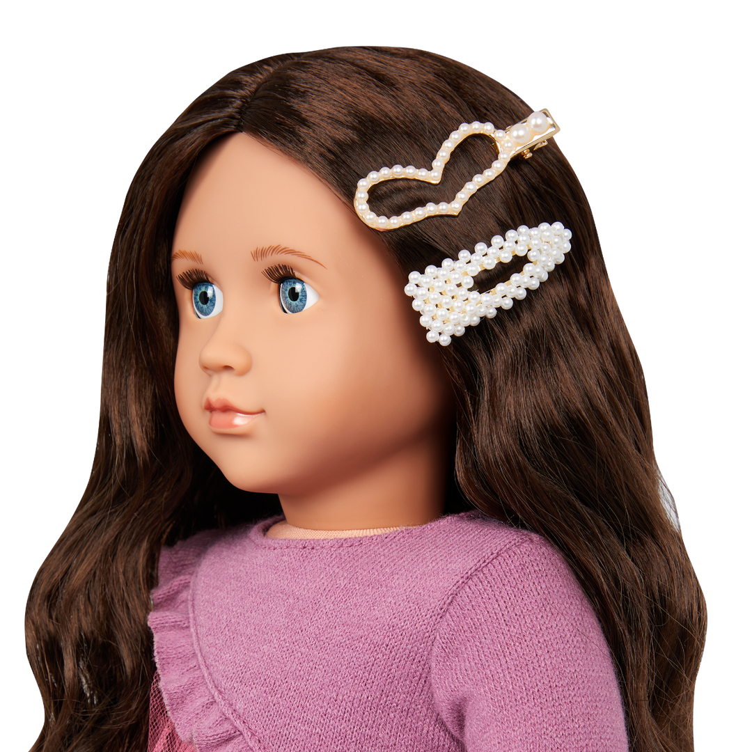 Twirls & Pearls - Hair Accessory Set for 46cm Dolls - Doll Hairbrush, Bobbles & Clips - Fashion Accessories for Dolls - Our Generation UK