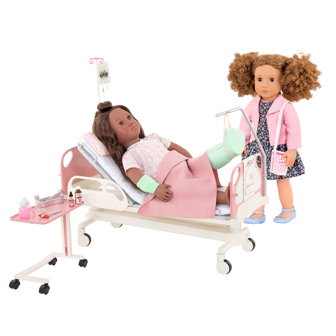 Get Well Bed - Hospital Bed for 46cm Dolls - Medical Accessories for OG Dolls - Doll Playset - Gifts for Kids - Our Generation