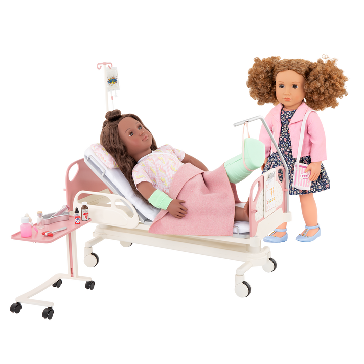 Get Well Bed - Hospital Bed for 46cm Dolls - Medical Accessories for OG Dolls - Doll Playset - Gifts for Kids - Our Generation