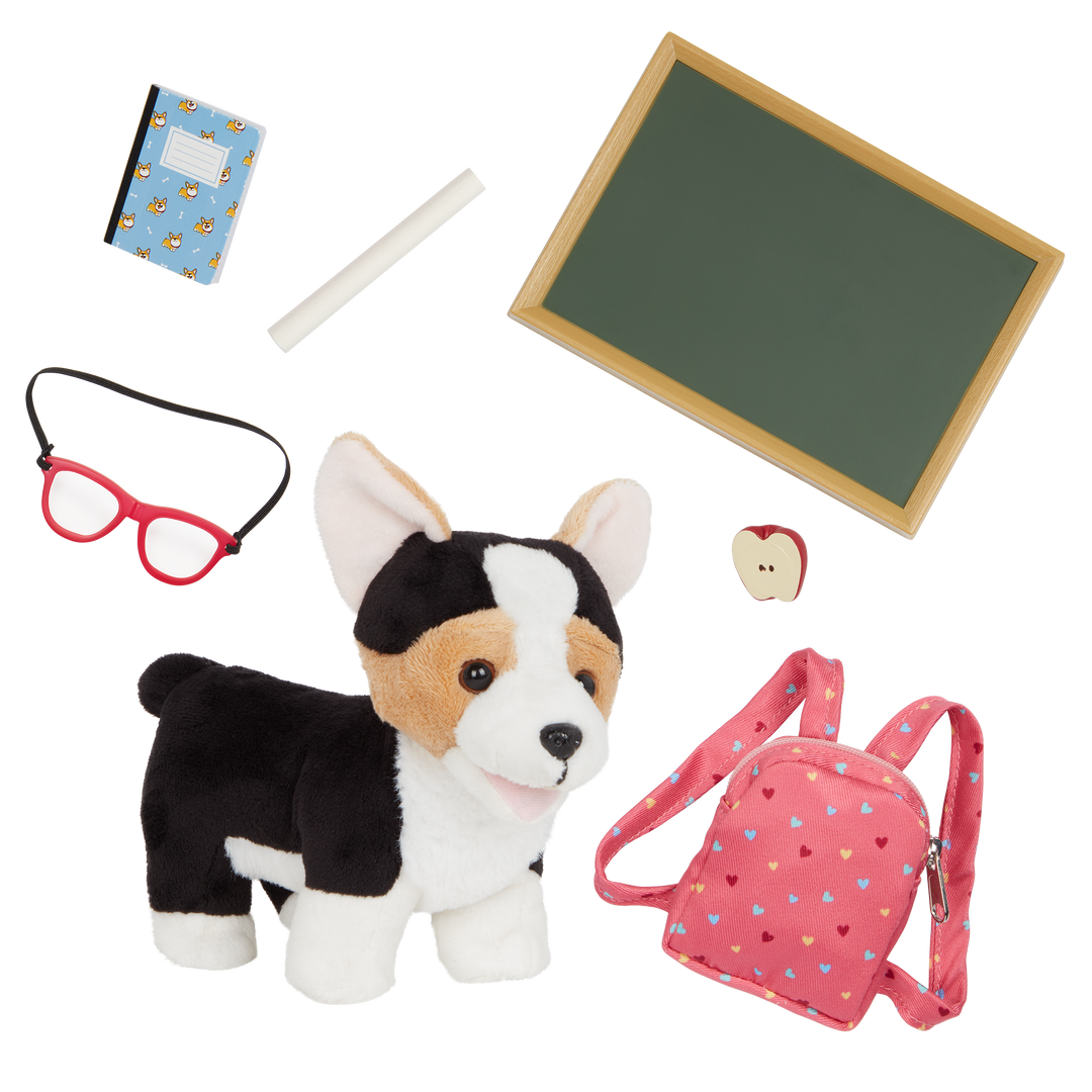 Pembroke Welsh Corgi Pup - 15cm Dog with School Accessories - Pets for Our Generation Dolls - Our Generation UK