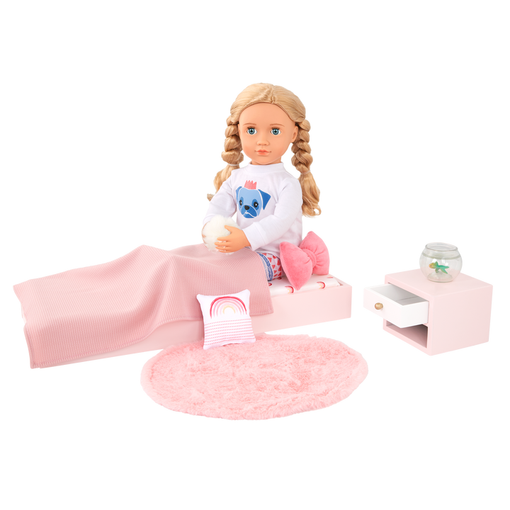Our Generation Sweet Snuggles - Bed for 46cm Dolls - Doll Furniture - Bedroom Set for Dolls - Doll Accessories - Our Generation