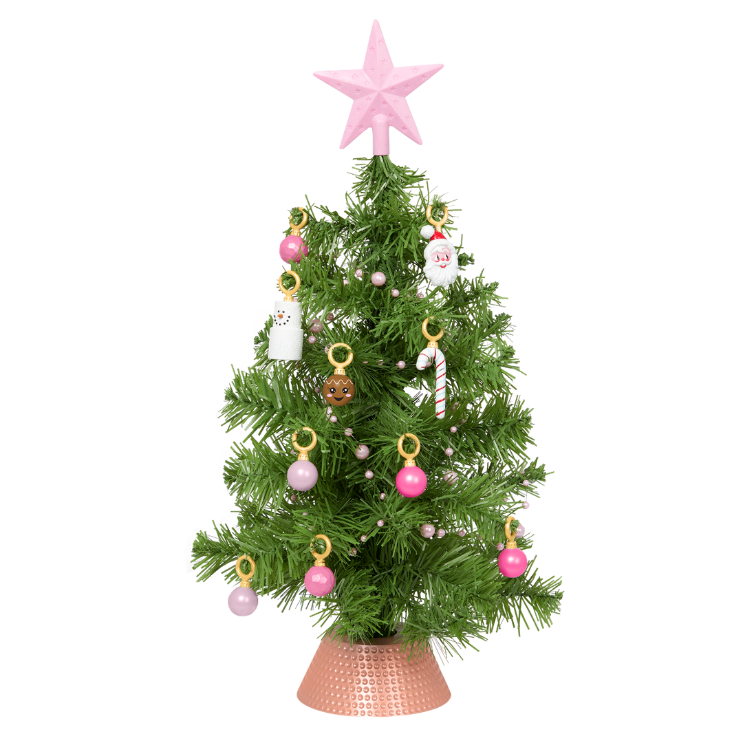 Christmas Twinkle Tree - Doll Christmas Tree with Pink Baubles, Lights & Star - Christmas Accessories for OG Dolls - Our Generation 