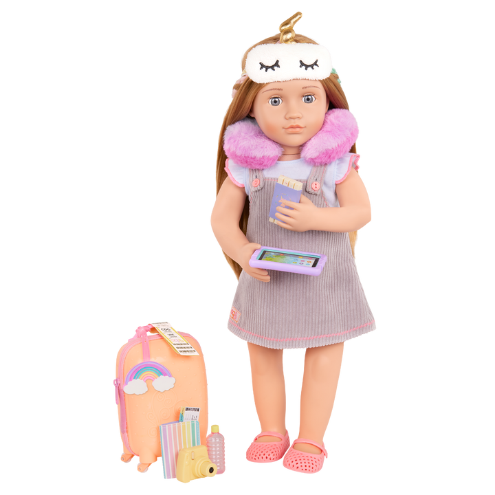 Over the Rainbow - Doll Travel Playset with Orange Suitcase & Travel Accessories - Accessory Set for Dolls - Our Generation UK