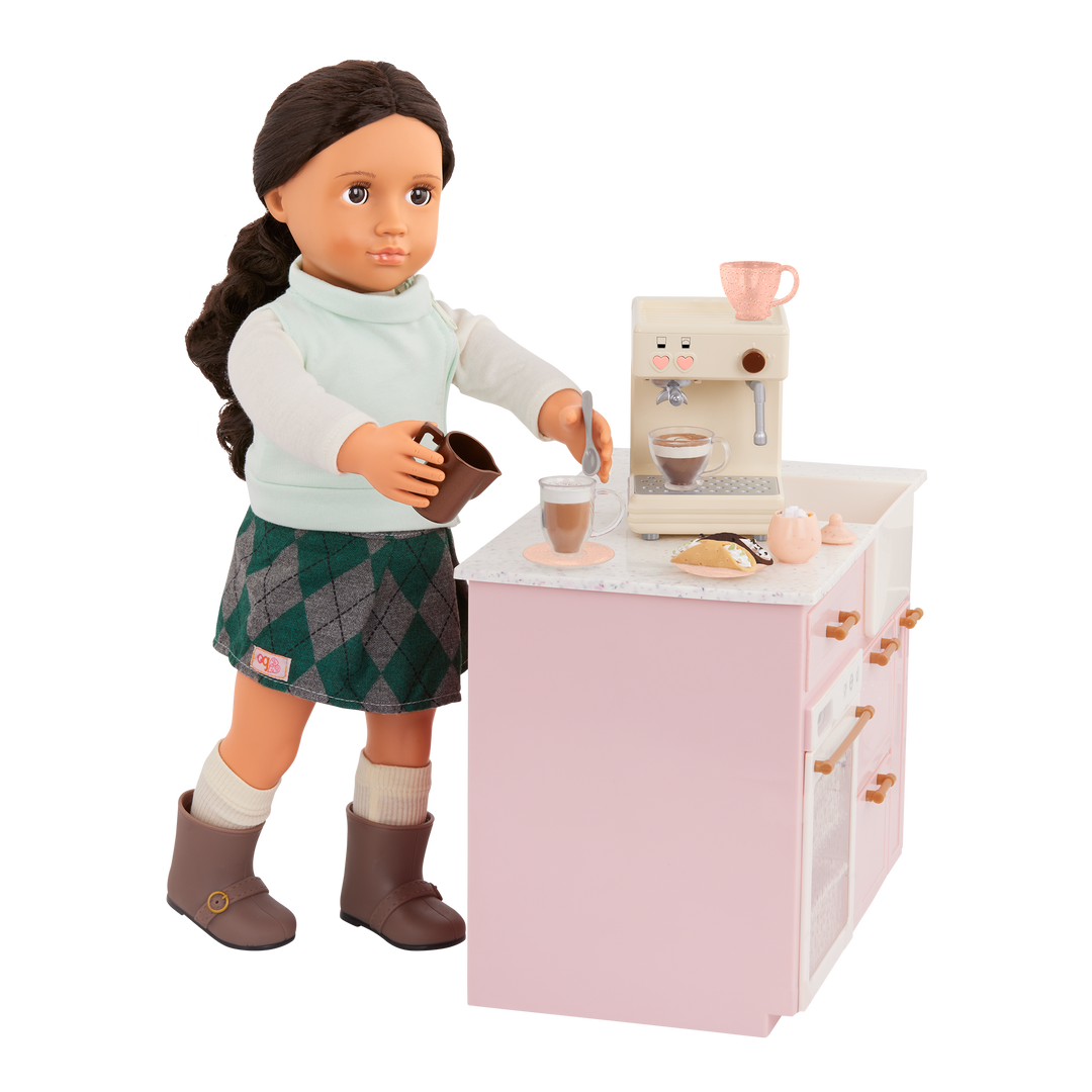 Brewed For You - Deluxe Espresso Machine for OG Dolls - Doll Coffee Playset & Food Accessories - Our Generation UK