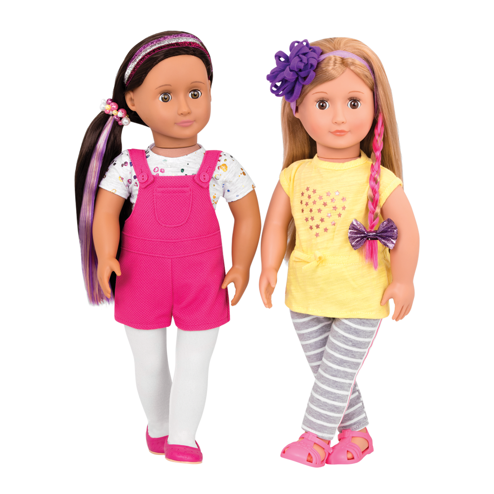 Two 18-inch dolls using hair playset