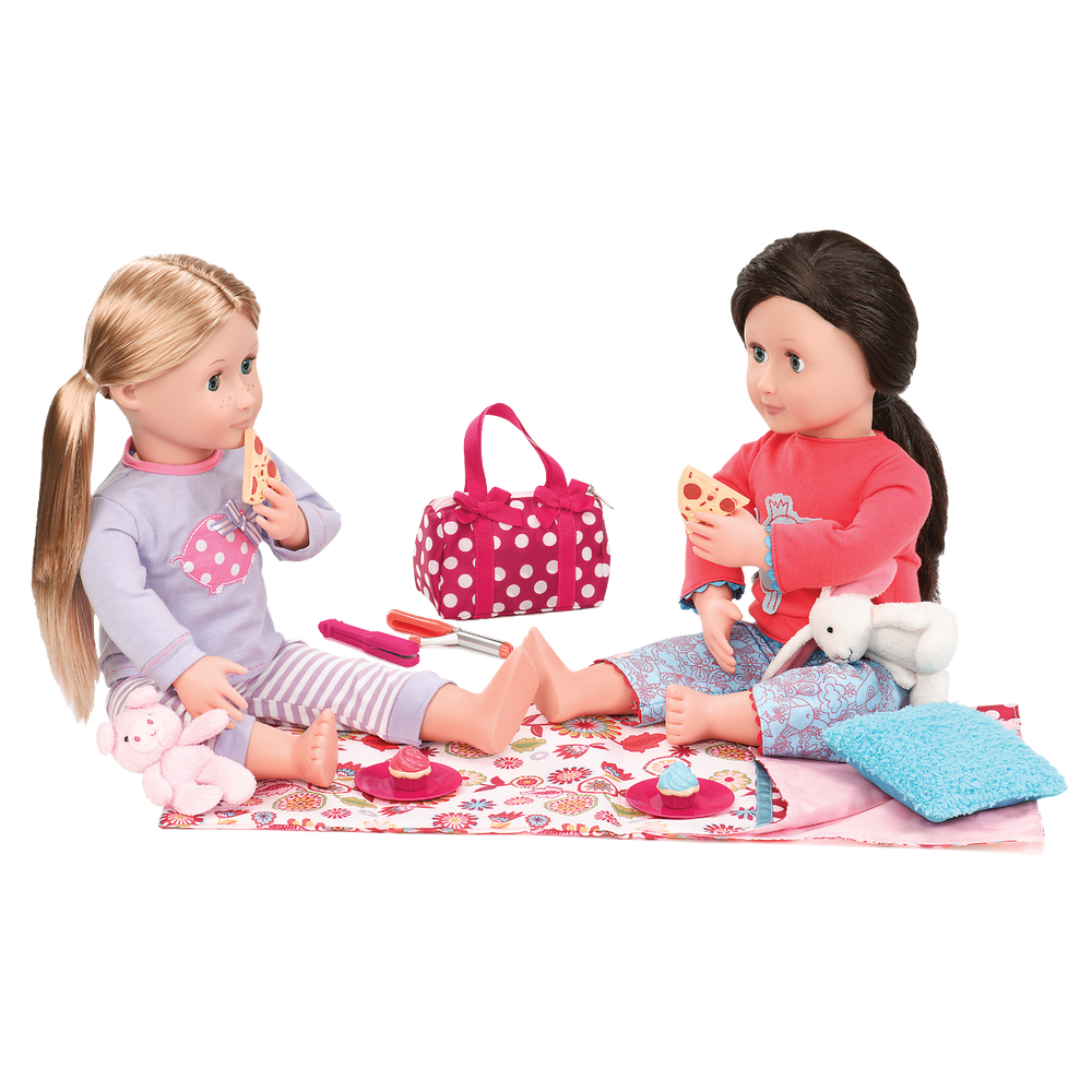 Polka Dot Sleepover Set - Pink Sleeping Bag & Carry Bag for Dolls - Sleepover Accessories - Our Generation
