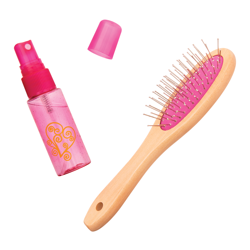 Doll Hair Care Set - Hair Accessories for 46cm Dolls -Wooden Hair Brush & Spray Bottle for Dolls - Our Generation UK