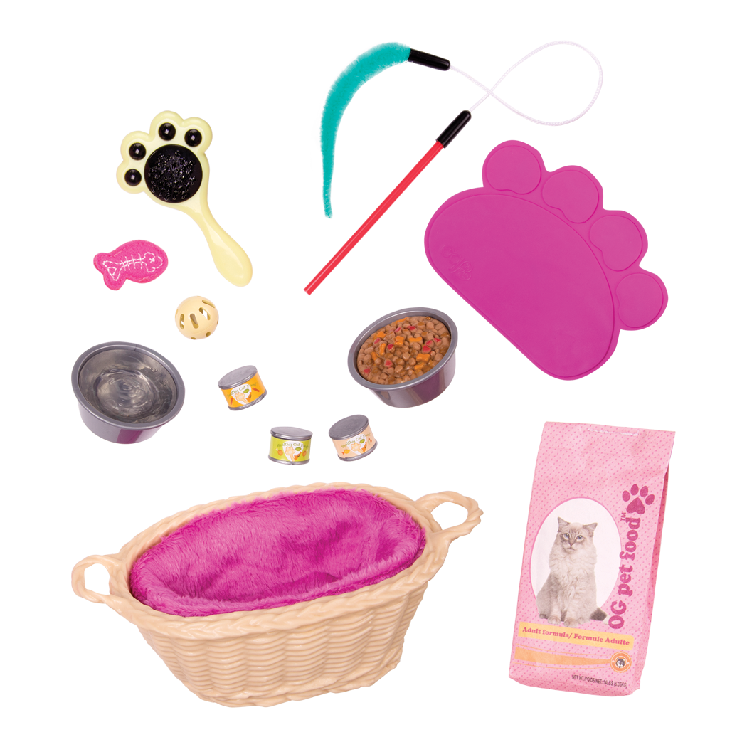 Cat Pet Set - Cat Accessories for Our Generation Dolls - Toys & Bed for Kittens - Our Generation UK