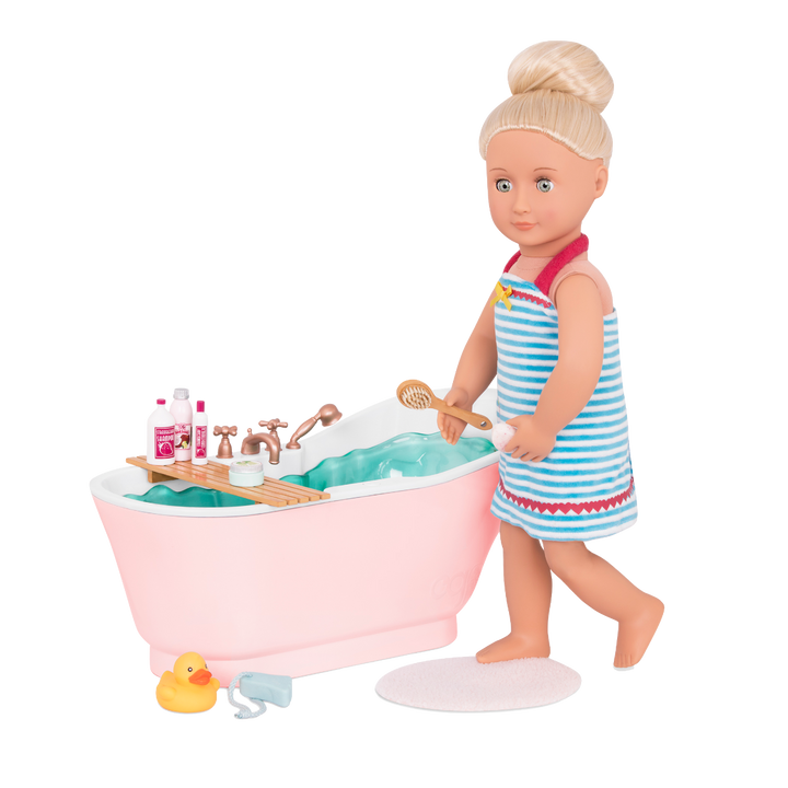 Bath & Bubbles Set - Pink Doll Bathtub & Accessories - Furniture for 46cm Dolls - Dollhouse Furniture - Our Generation