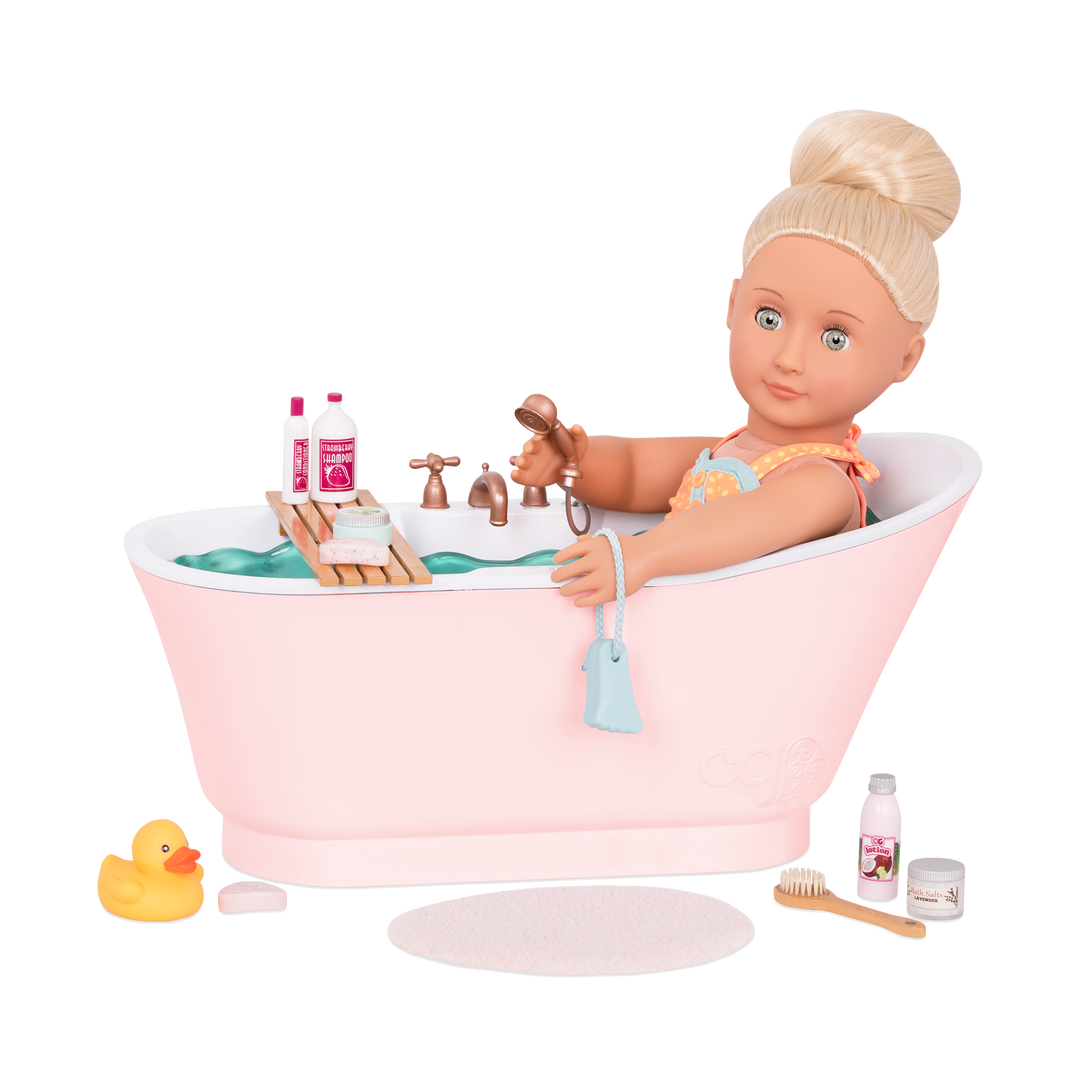 Bath & Bubbles Set - Pink Doll Bathtub & Accessories - Furniture for 46cm Dolls - Dollhouse Furniture - Our Generation
