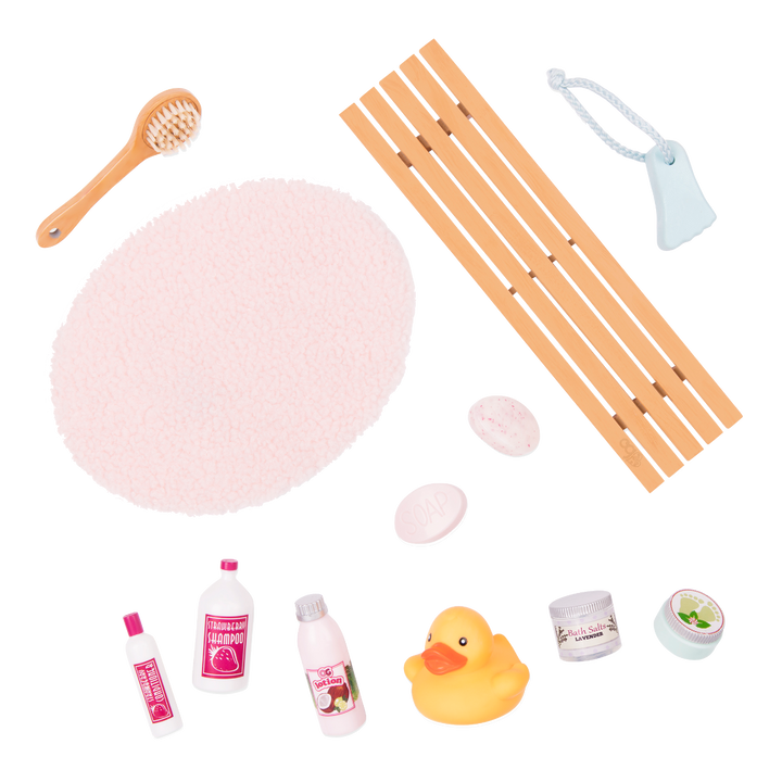 Bath & Bubbles Set - Pink Doll Bathtub & Accessories - Furniture for 46cm Dolls - Dollhouse Furniture - Our Generation