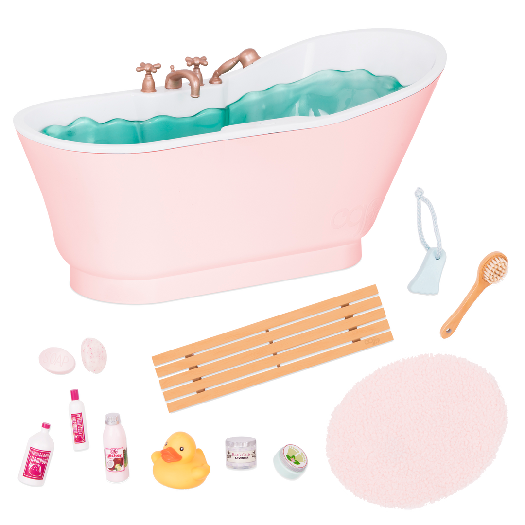 Bath & Bubbles Set - Pink Doll Bathtub & Accessories - Furniture for 46cm Dolls - Dollhouse Furniture - Our Generation