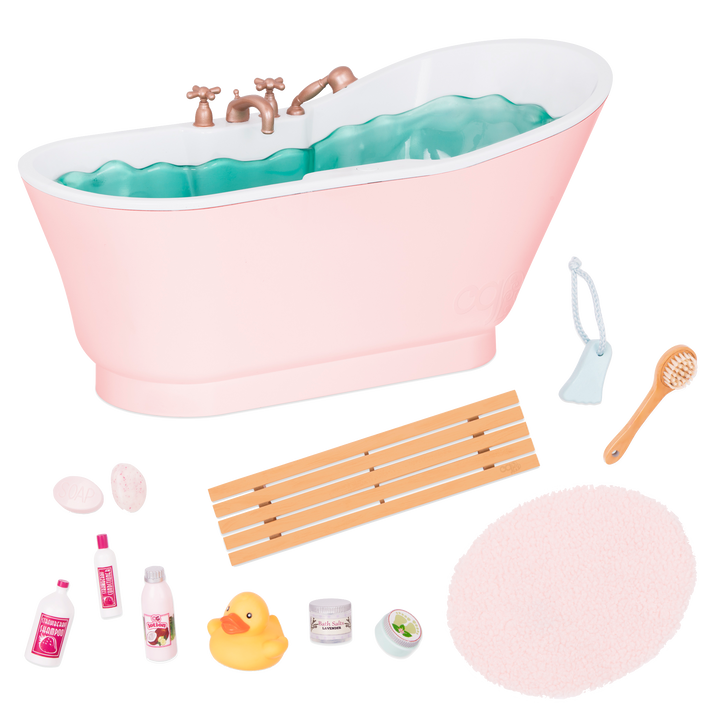 Bath & Bubbles Set - Pink Doll Bathtub & Accessories - Furniture for 46cm Dolls - Dollhouse Furniture - Our Generation