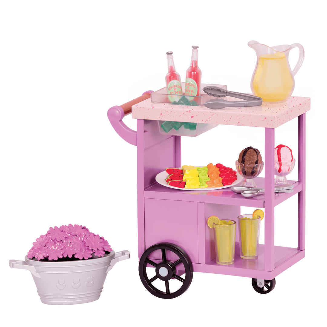 Patio Treats Trolley - Lilac Trolley with Food Accessories - Doll Accessory Set - Toys for Girls - Our Generation