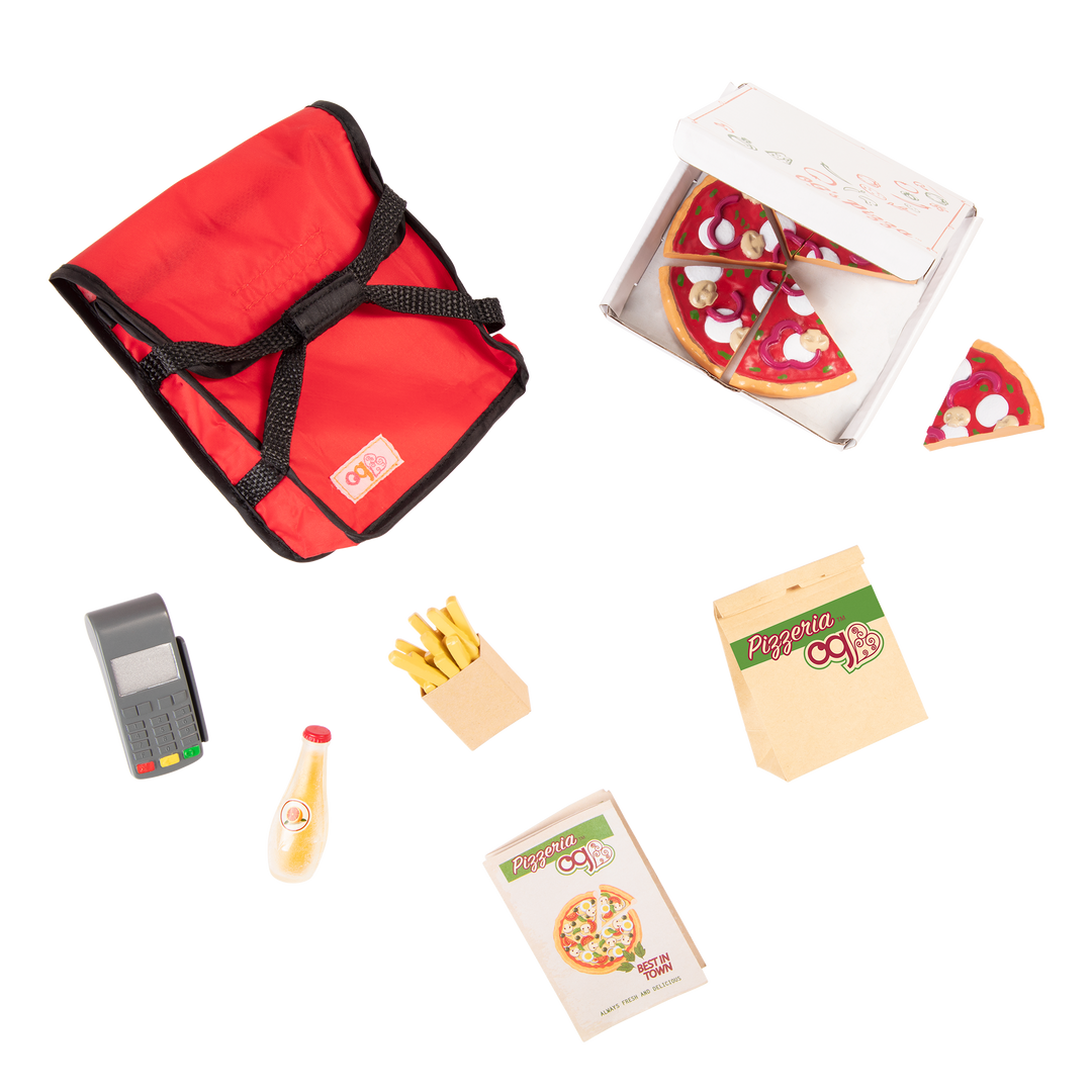 Order's Up - 46cm Pizza Delivery Set - Food Accessories for Dolls - Doll Accessory - Our Generation UK