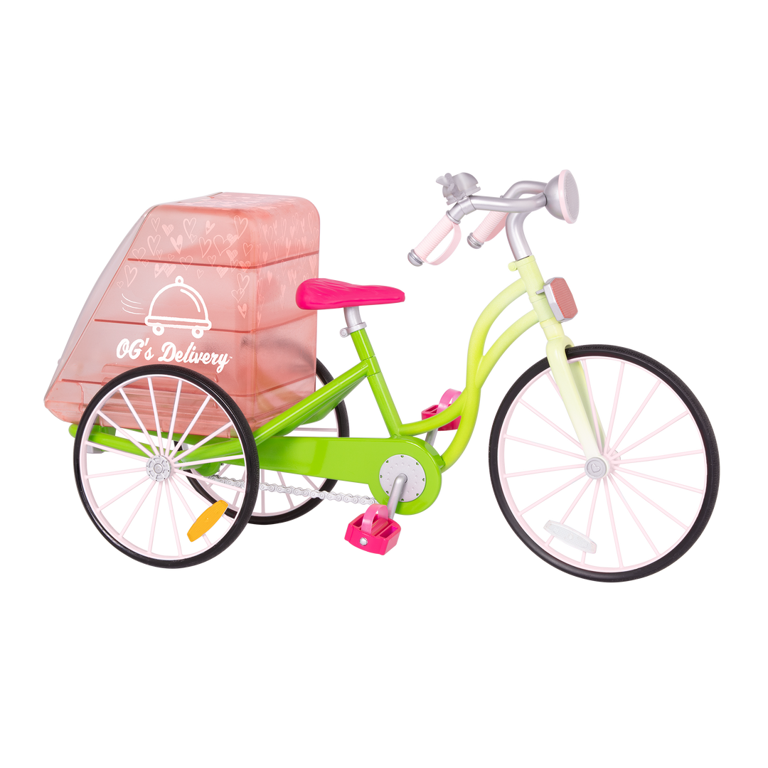 OG Delivery Bike - Bike for 46cm Dolls - Green & Pink Bike with Delivery Box - Our Generation