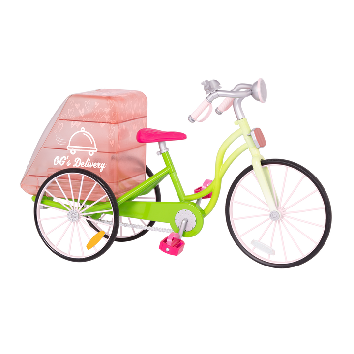 OG Delivery Bike - Bike for 46cm Dolls - Green & Pink Bike with Delivery Box - Our Generation