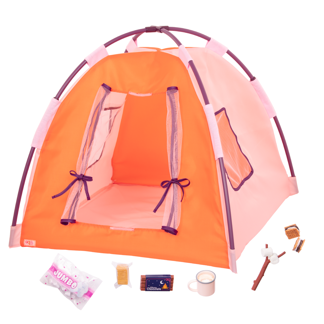 All Night Campsite - Orange & Purple Tent for Dolls - Camping Accessories for 46cm Dolls - Our Generation UK